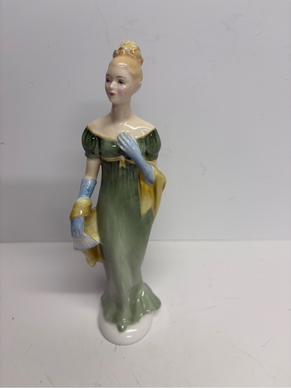 Vintage Royal Doulton Porcelain Lorna Figurine in Sage Green Gown 1964